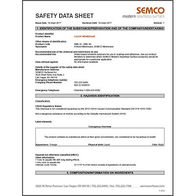 SEMCO Liquid Membrane™ - Safety Data Sheet