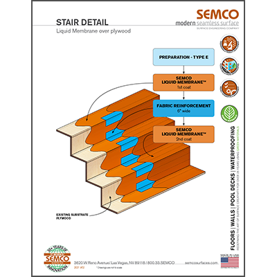 SEMCO Liquid Membrane over wood stairs